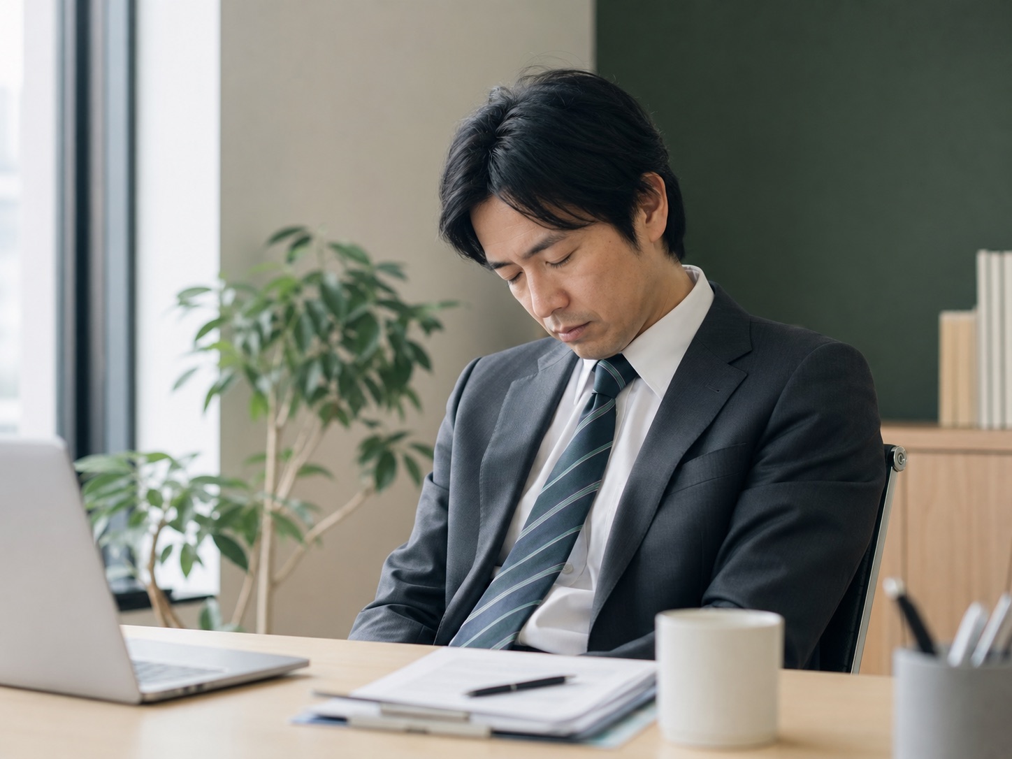 日中に眠気に襲われる男性
