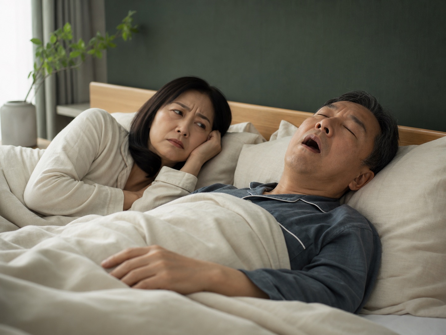 いびきをかく男性